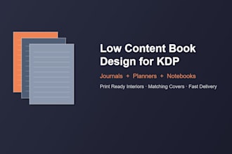 design low content books, journals and planners for kdp