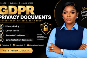 write gdpr privacy policy, terms and conditions and cookie policy