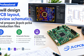 design pcb layout, review schematics, and prepare jlcpcb pcba production files