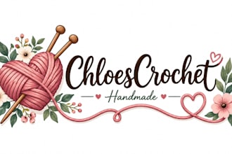 design yarn shops, crochet , knitting brands, or handmade craft stores logo