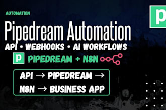 build pipedream API automations, webhooks and n8n workflows