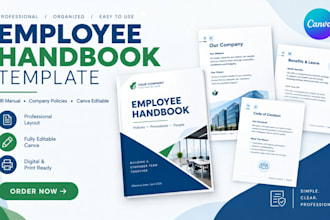 design an employee handbook canva template hr manual and company guide
