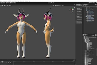 create furry vrchat avatar, fursona kemono or anthro 3d character and vrc upload