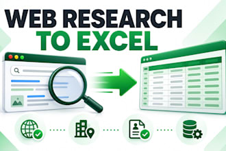 conduct accurate web research and organise data in excel