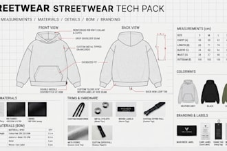 design fashion tech pack luxury streetwear hoodie tshirt clothing tech pack