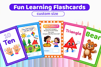 create custom educational flashcards and task cards for kids ages 3 to 12