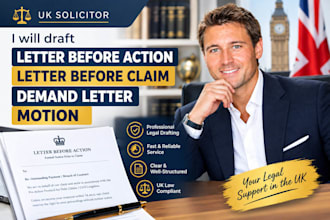 draft UK solicitor letter before action letter before claim demand letter motion