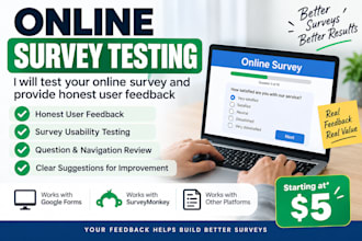 test your online survey and provide honest user feedback