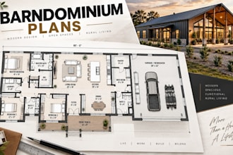 design barndominium floor plans, layouts with atchitectural cad drawings