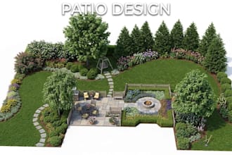 create 2d landscape site plan, backyard layout, garden and planting plan design