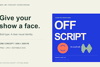design bold podcast cover art with clear typography