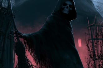 create dark art illustration, horor and skull artwork