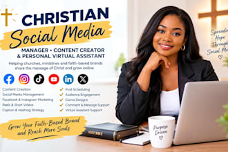 do christain social media manager, content creator, personal virtual assistant