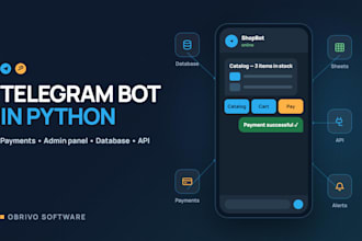 build a telegram bot in python with payments, admin panel and database