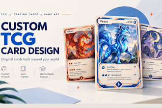 design custom tcg cards, pokemon cards, trading cards, card game art