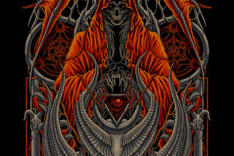 design dark occult dotwork illustration for your band merch