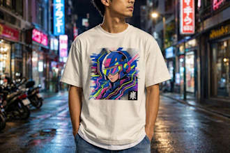 cyberpunk or 90s retro japanese or anime streetwear t shirt