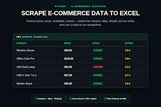 scrape ecommerce product data and prices to excel