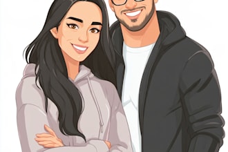 draw couple portrait illustration