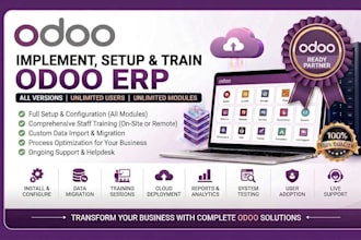implement odoo erp for your business with full setup and training