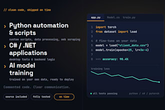 develop custom python scripts c sharp applications and ai models