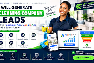generate cleaning company leads with facebook ads, google ads, a sales funnel