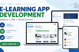 build e learning app, bubble io lms and online course