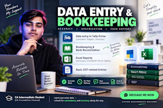 do accurate data entry and bookkeeping in tally prime and excel