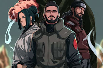 draw personalized naruto portraits in anime,manga style
