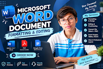 convert PDF to word, accurate typing , ms word  formatting