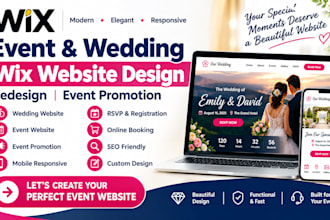 design event wedding wix website design redesign wix website event promotion wix