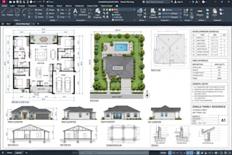 draw autocad 2d floor plan, house plans, architect site plan and draft blueprint