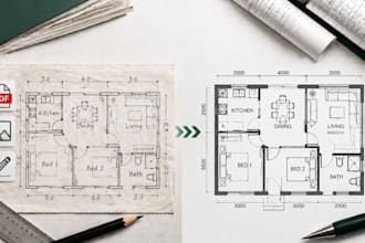 draft and convert PDF sketch and image to autocad floor plan conversion services