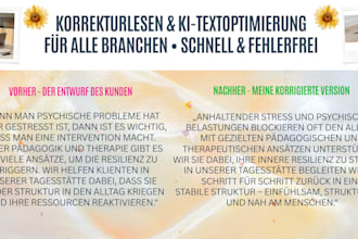 professional proofread german text or rewrite ki content
