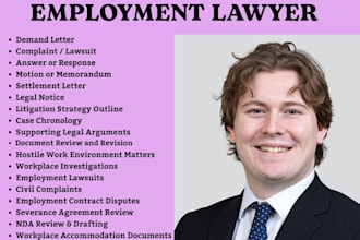write lawsuits,HR policy, offer letter, eeoc complaint,tort as employment lawyer