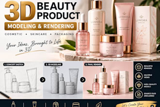 create 3d cosmetic, skincare, beauty product bottles, jar and packaging model