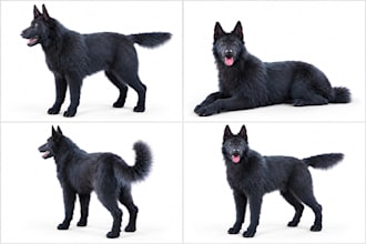 do 3d realistic dog modeling dog model animal and pet model and dog logo
