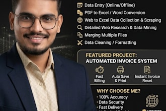 expert data entry, convert PDF to excel, web research, merge files