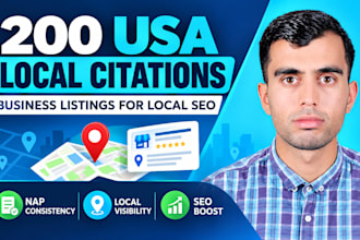 submit 200 unique USA local citations for local SEO and google 3 pack ranking