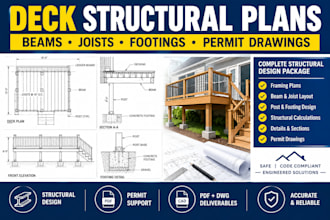 design deck structural plans, framing, beams, joists and footings