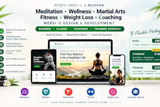 design meditation wellness martial art weight loss coach school booking website