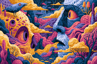 craft psychedelic illustrations with hypnotic trippy visuals