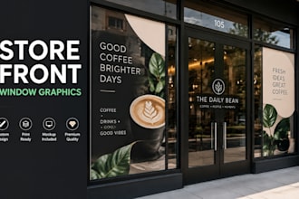 design storefront window graphics, vinyl decals, shopfront and retail signage