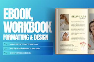 kindle ebook layout design, workbook design, kdp paperback formatting on canva