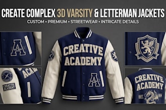 design a 3d varsity jacket, letterman jacket, or streetwear jacket
