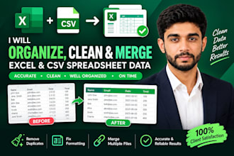 clean, organize and merge your excel or CSV data