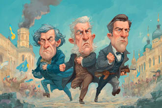 create professional political cartoon art with bold satire