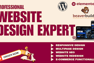 design or redesign your beaver builder, divi, or elementor wordpress website
