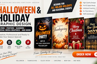 design halloween and holiday flyers, posters, banners and graphics