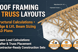 design roof framing plans, truss layouts, and ridge beam calculations